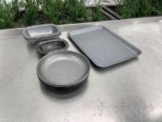 12no. Genware Steel Dishes and Trays, Various Styles, 2no. Trays, 5no. Bowls & 5no. Pie Dishes