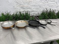 5no. Frying Pans Various Sizes, 3no. 300 x 60, 230 x 40 & 160 x 40mm