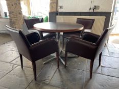 Metal Frame Round Table & 4no. Leatherette Chairs Approx. 1000mm Diameter , Please Note: The