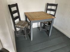 Timber Dinning Table & 2no. High Back Timber Framed Dinning Chairs Approx. 800 x 800 x 740mm ,