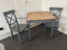 Timber Dinning Table & 2no. Timber Dinning Chairs Approx. 800 x 800 x 750mm , Please Note: The