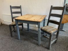 Timber Dinning Table & 2no. Timber Framed Dinning Chairs Approx. 800 x 800 x 750mm , Please Note: