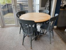 Solid Timber Dinning Table & 4no. Timber Chairs as Lotted Approx. 1000mm Diameter , Please Note: The