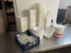 Quantity of Various Plastic Storage Pots , Please Note: The Purchaser is Required to Remove this Lot