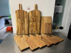 13no. Various Sized Timber Serving Paddles & 2no. Chopping Boards , Please Note: The Purchaser is