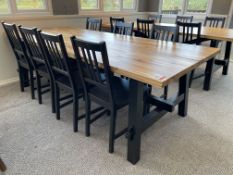 Solid Timber Dinning Table & 7no. Timber Dinning Chairs Approx. 2350 x 1010 x 730mm , Please Note: