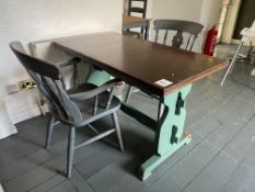 Timber Dinning Table & 2no. Timber Framed Dinning Chairs Approx. 1220 x 690 x 740mm , Please Note: