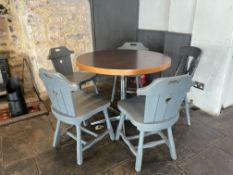 Metal Frame Round Table & 4no. Timber Framed Dinning Chairs Approx. 1000mm Diameter , Please Note: