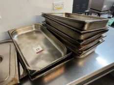 10no. Stainless Steel Gastronorm Pans as Lotted , Please Note: The Purchaser is Required to Remove