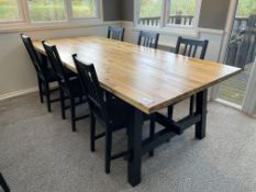 Solid Timber Dinning Table & 6no. Timber Dinning Chairs Approx. 2350 x 1010 x 730mm , Please Note: