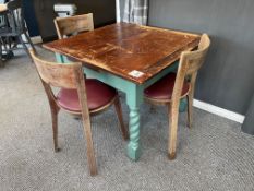 Timber Dinning Table & 3no. Timber, Leatherette Dinning Chairs Approx. 920 x 870 x 730mm, Please