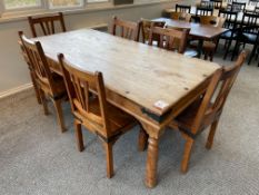 Rustic Style Timber Dinning Table & 6no. High Back Timber Framed Dinning Chairs Approx. 1830 x 935 x