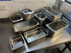 16no. Stainless Steel Gastronorm Pots as Lotted , Please Note: The Purchaser is Required to Remove