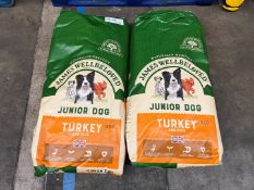 2no. James Wellbeloved Turkey & Rice Junior Dog Food, 15kg