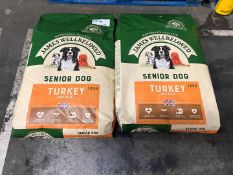 2no. James Wellbeloved Turkey & Rice Senior Dog Food, 12kg, Please Note, BBE Passed