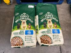 2no. James Wellbeloved Fish & Rice Adult Large Breed Dog Food, 15kg