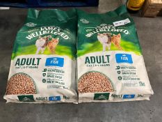 2no. James Wellbeloved Fish Adult Cat Food, 10kg, Please Note, BBE Passed