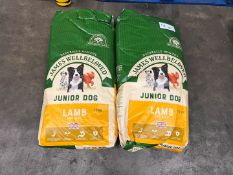 2no. James Wellbeloved Lamb & Rice Junior Dog Food, 15kg