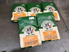 5no. James Wellbeloved Turkey & Rice Adult Dog Food, 7.5kg, Please Note, BBE Passed