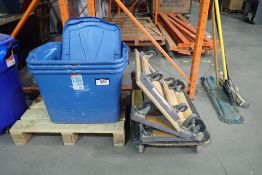 Lot of 4-Wheel Furniture Dollies and (3) Plastic Totes.