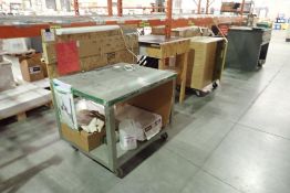 Lot of (3) Mobile Cabinets, (2) Mobile Work Tables, Lateral 2-Drawer File Cabinet, etc.