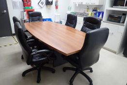 Lot of 8' Meeting Table w/(6) Task Chairs-NOTE: DAMAGE TO CHAIRS.