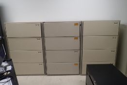Lot of (3) Lateral 4-Drawer File Cabinets.
