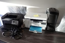 Lot of Paper Shredder, (2) HP Printers and Flatscreen Monitor.