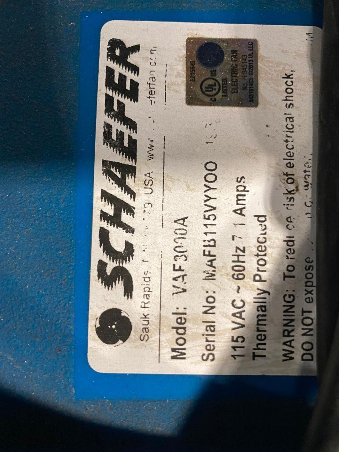 Schaefer VAF3000A, 115V - Image 3 of 3