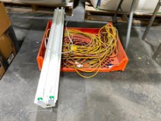 Lot of Asst. Extension Cords and Plug-In Shop Light