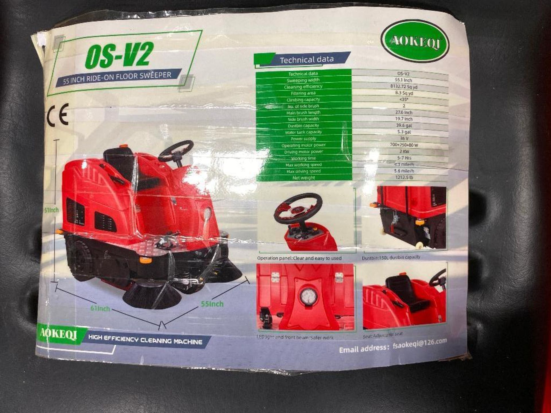 New 2022 Aokeqi 0S-V2 55" Wide Ride-On Electric Industrial Floor Sweeper - Image 8 of 10