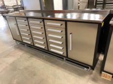New 10' Steelman Stainless Steel Top 18-Drawer & 2-Cabinet Workbench