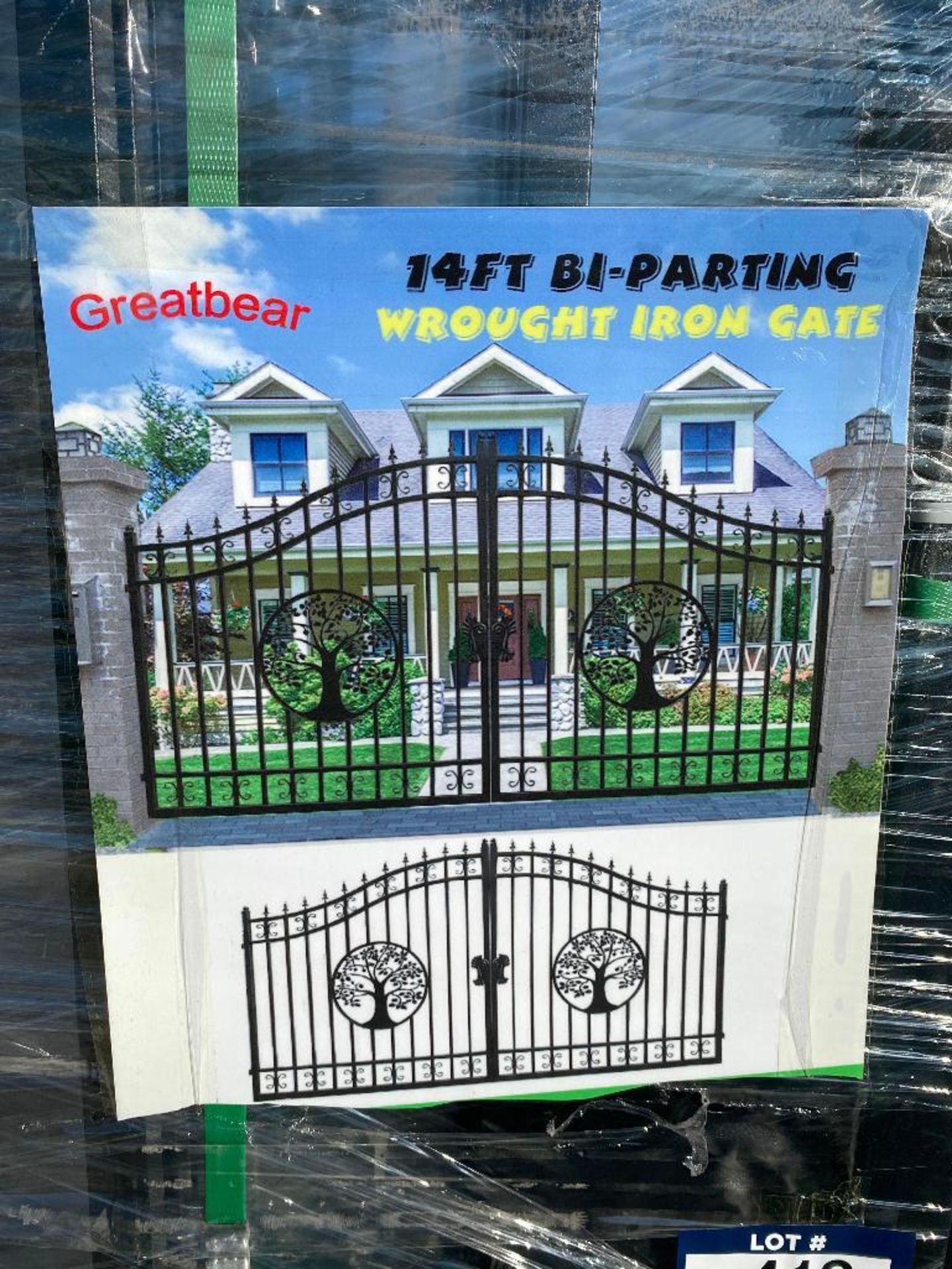 New Greatbear 14' Bi-Parting Wrought Iron Gate with Tree Design - Image 3 of 3