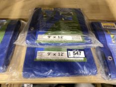 Lot of (2) Western Rugged Mid-Grade Reversible Blue/Green 9' x 12' Tarps