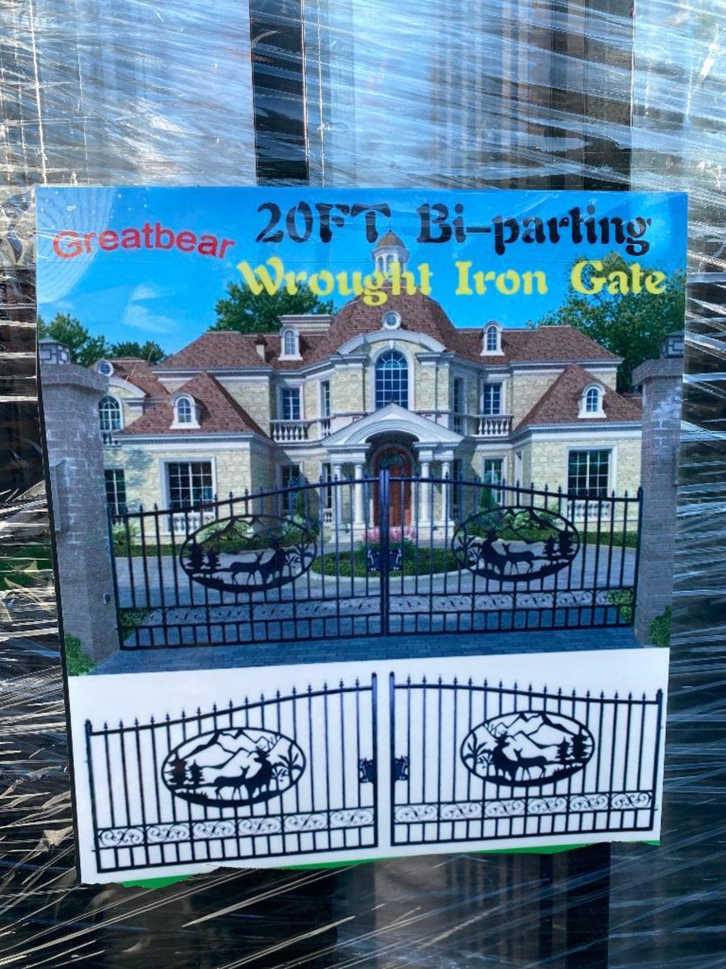 New Greatbear 20' Bi-Parting Wrought Iron Gate with Deer Design - Image 2 of 2