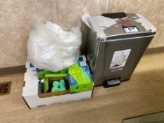 Lot of (1) Waste Bin and Asst. Garbage Bags