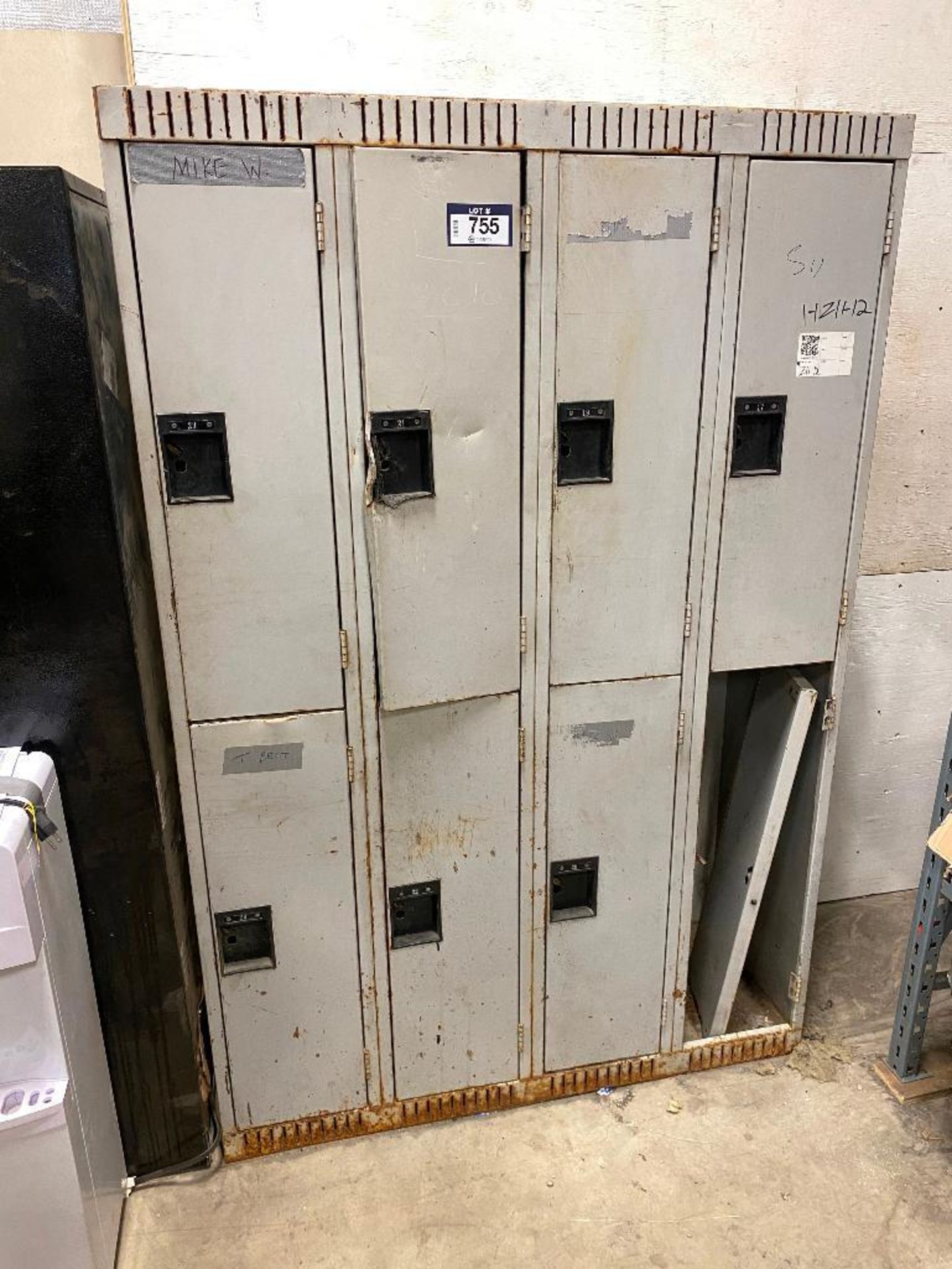 Lot of (1) Bank of Lockers, 8 Half Doors