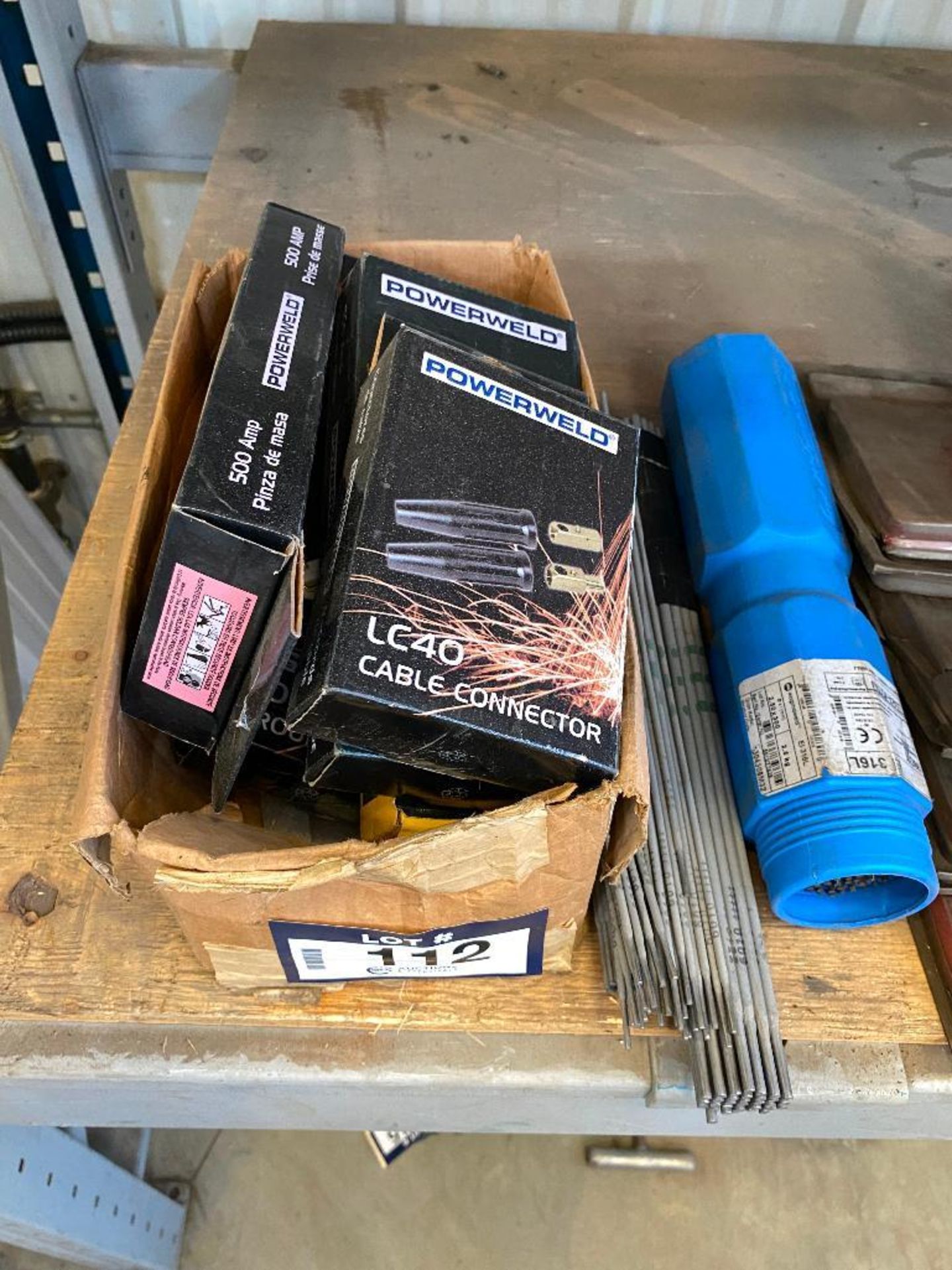 Lot of Asst. Welding Rods and Cable Connectors