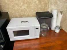 Lot of Microwave, (2) Storage Containers, Jar, Paper Towel Dispenser, etc.