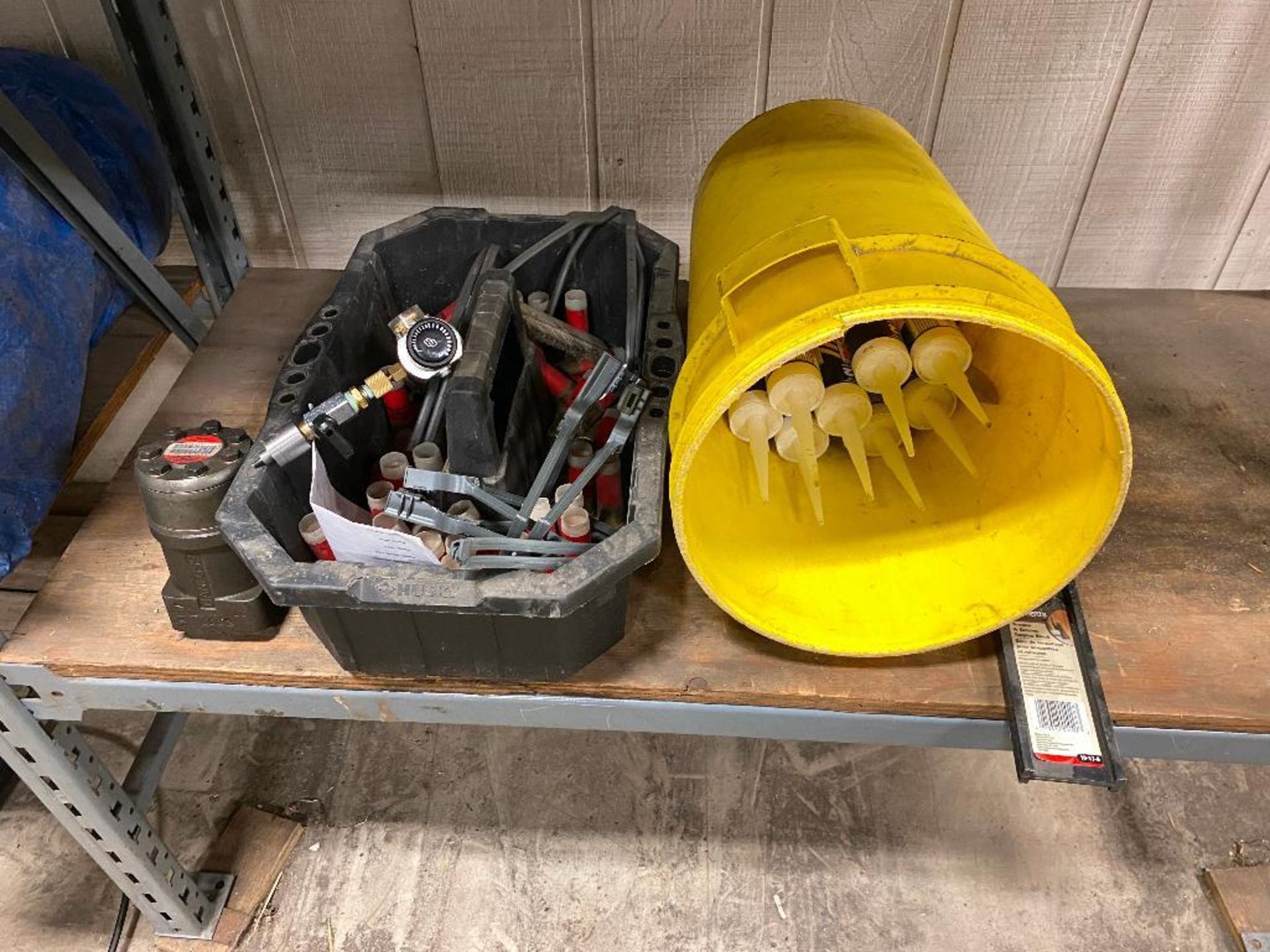 Contents of Bottom 2 Shelves including Tarps, Hard Hats, Safety Vests, Oil, Filters, SCBA Masks, etc - Image 4 of 6