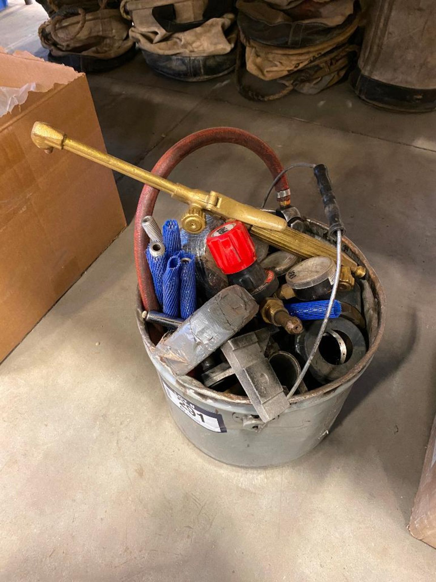 Pail of Asst. Torch, Gauges, Fittings, etc. - Image 2 of 3