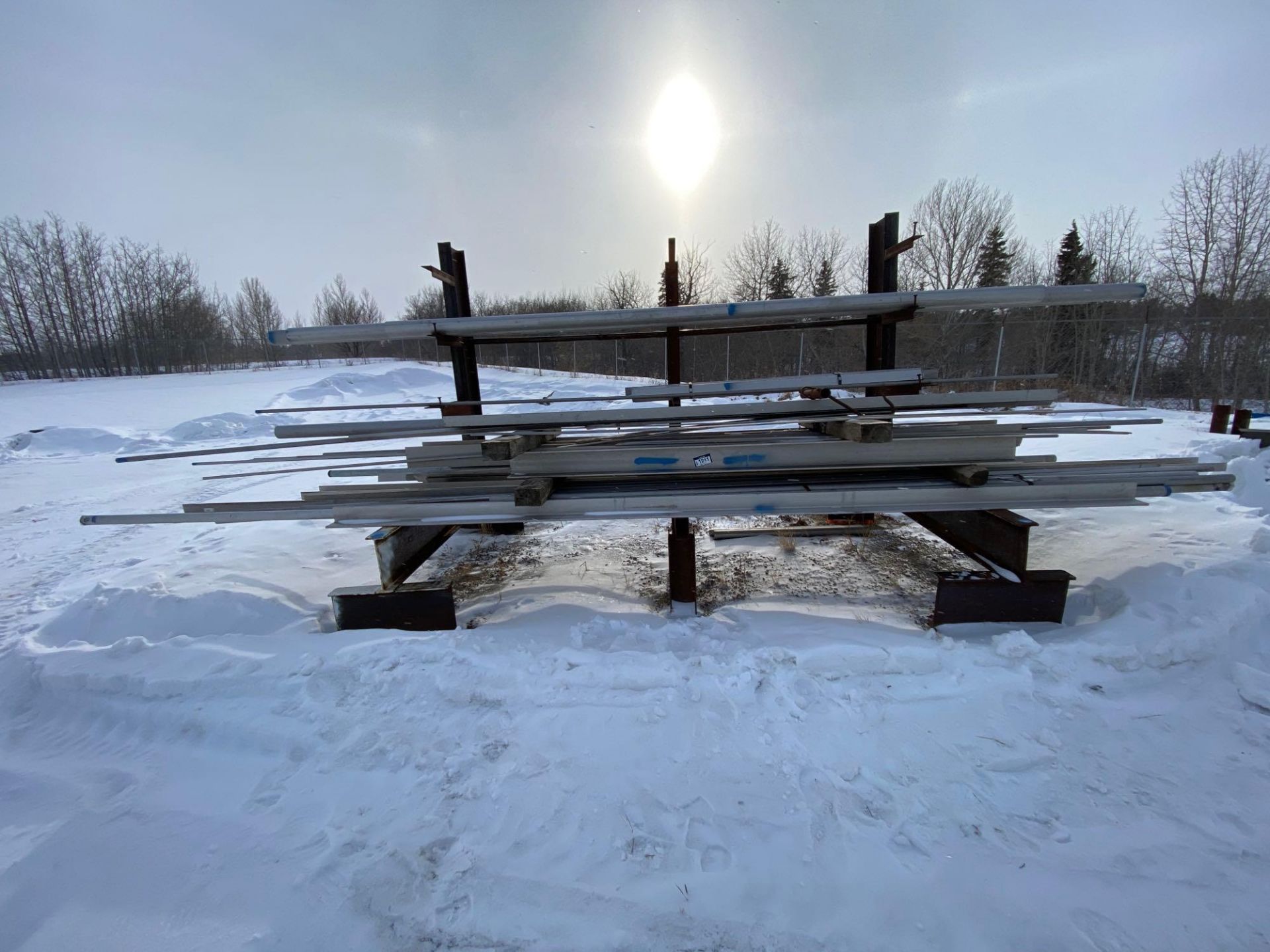 Lot of Cantilever Rack and Asst. Contnents including Pipe, Chanel Iron, Angle Iron etc. (Blue)