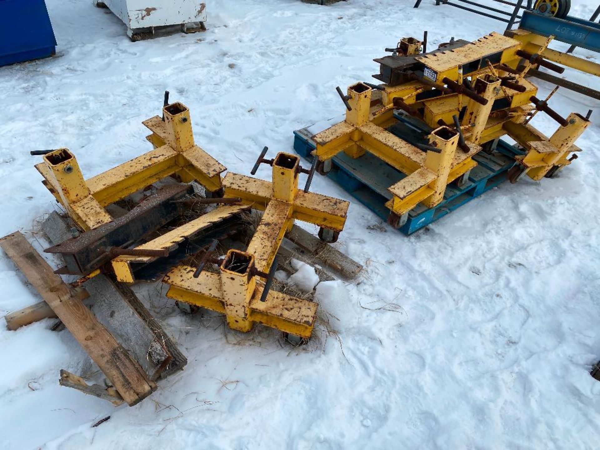 (2) Pallets of Pipe Roller Stands on Wheels