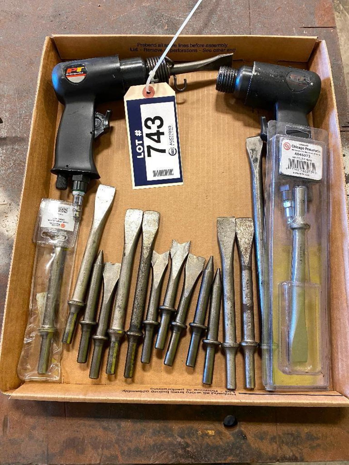 Lot of (2) Air Hammers w. asst. chisel bits