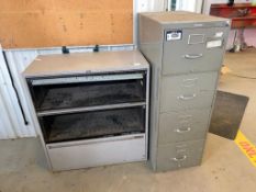 Lot of (1) Lateral Filing Cabinet and (1) Vertical Filing Cabinet