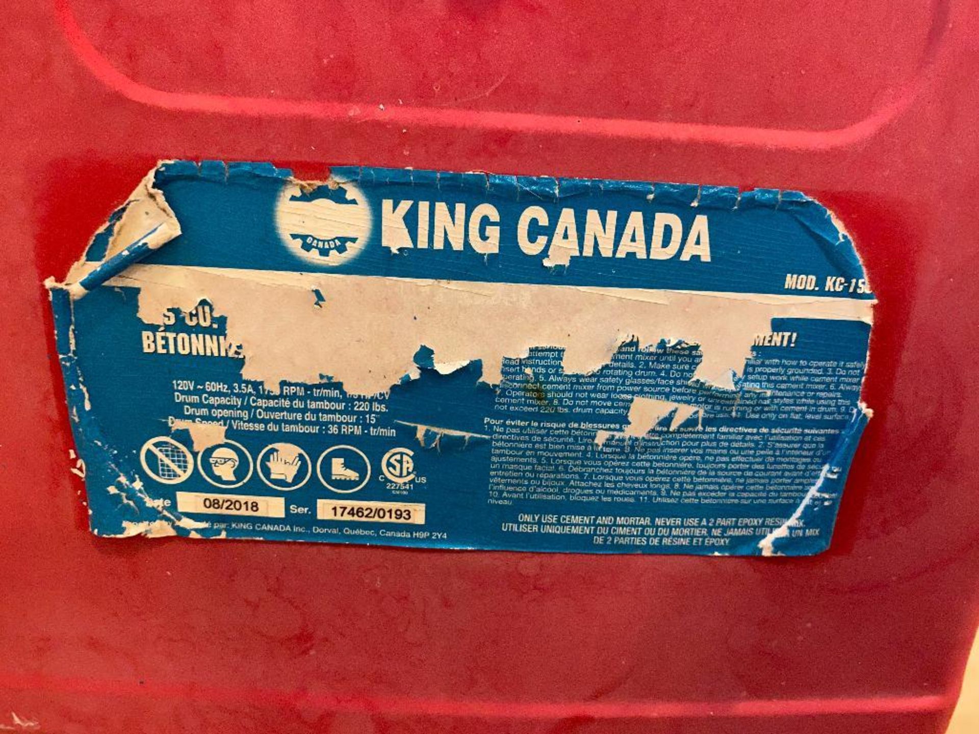 King Canada 3.5 Cu. ft. Portable Cement Mixer - Image 2 of 2