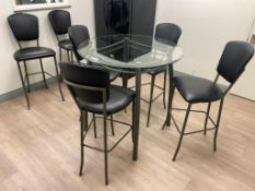 Glass Top Bar Height Table with (6) Chairs