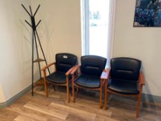 Lot of (3) Side Chairs and Coat Rack