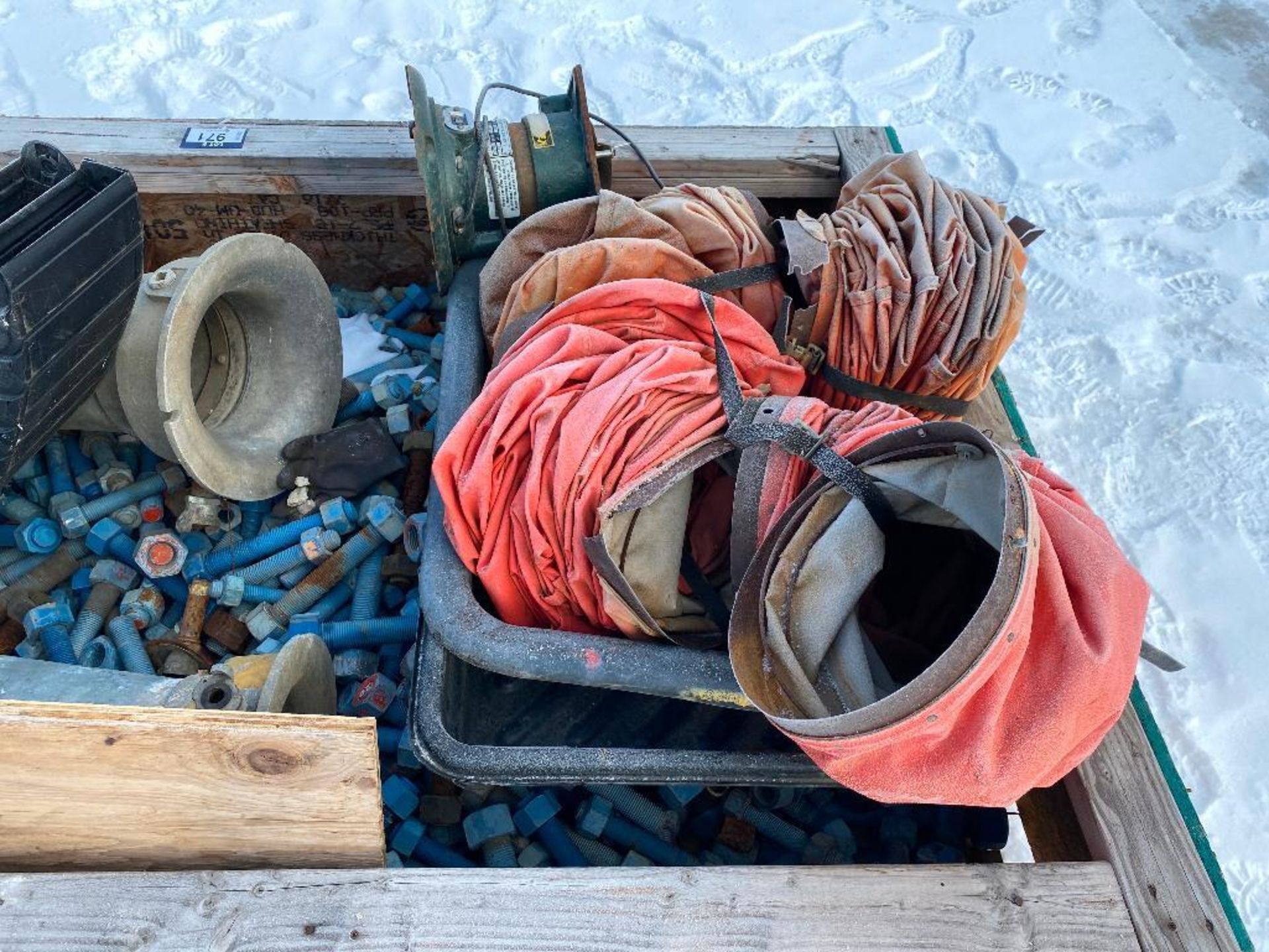 Crate of Asst. Heater Ducts, Blowers, Bolts, Nuts, etc. - Image 3 of 4