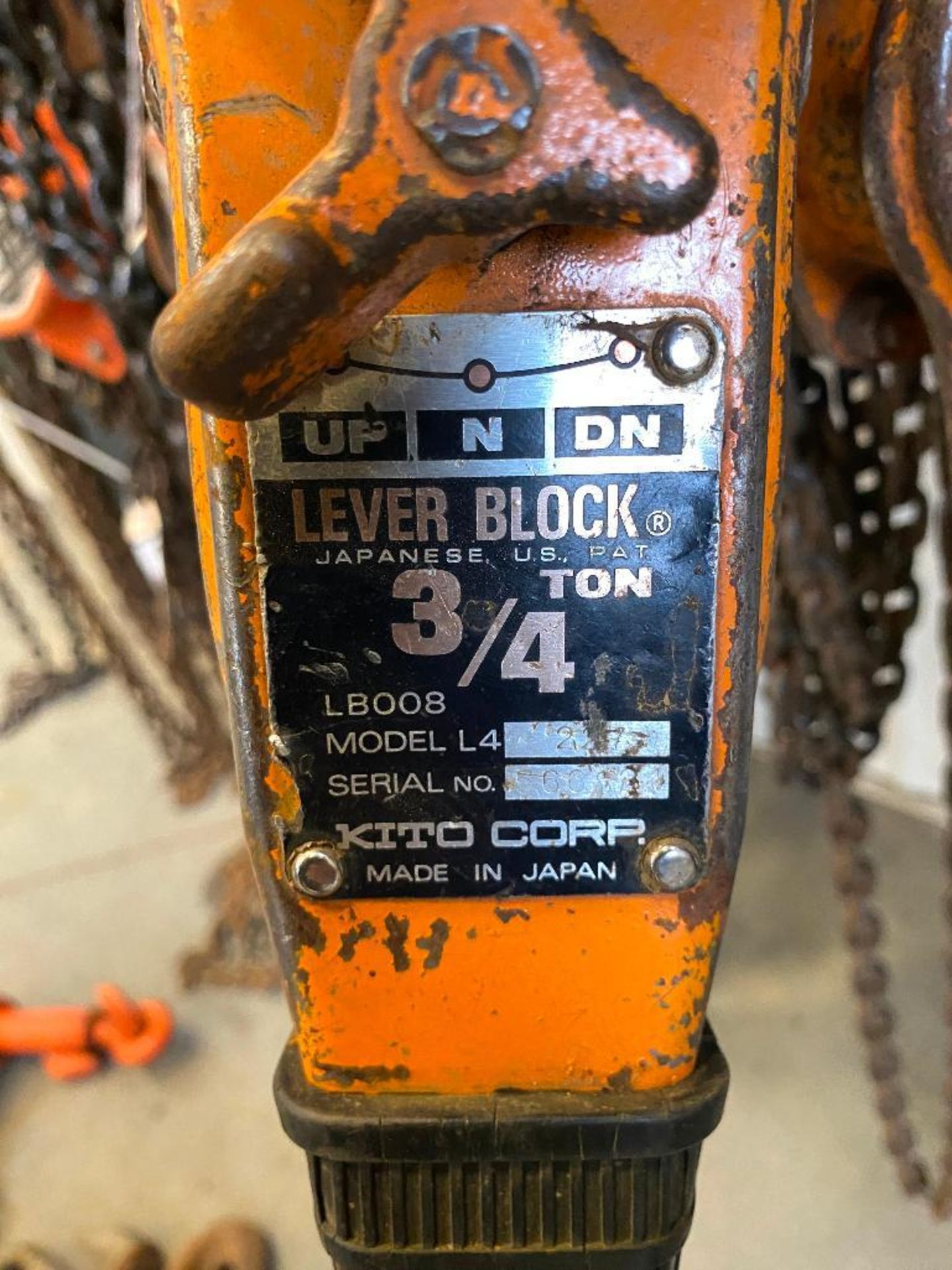 Lot of (2) Kito Corp 3/4-Ton Lever Hoist **(1) is Chainless** - Image 3 of 4